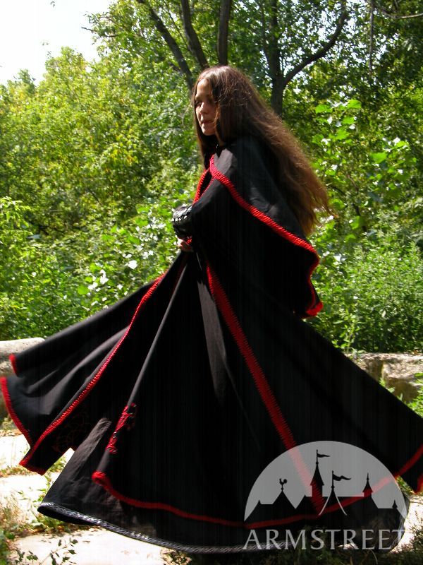 Hand-stitched medieval natural wool cloak for sale. Available in: black