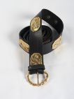 MEDIEVAL LEATHER BELT WITH HANDMADE BRASS ACCENTS AND CLASP