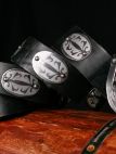 Handmade medieval leather bag with steel etched accents