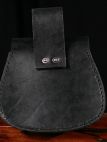 Leather medieval bag with handmade steel etching