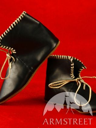 Black Medieval handmade leather shoes