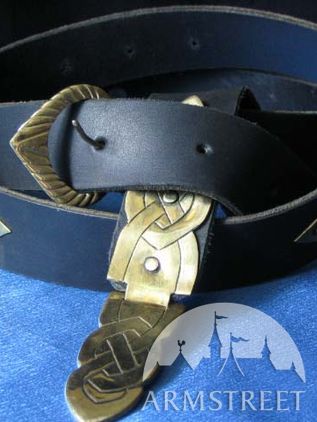 Medieval Celtic Black Leather Belt 