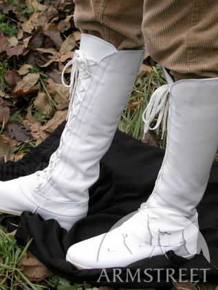 Medieval White Fantasy High Forest Boots