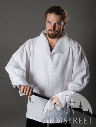  Renaissance Noble Medieval White Flax Shirt 