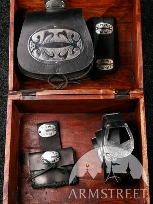 War Bag, Belt With Etched Clasp And Accents, Pouch And Frog Set