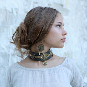 Ancient style etched brass earrings "Archeress"