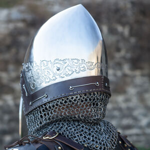 SCA Bascinet Helmet with Riveted Aventail “Knight of Fortune"