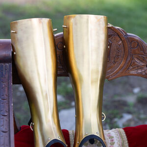 Greaves armor “Morning Star” with golden finish