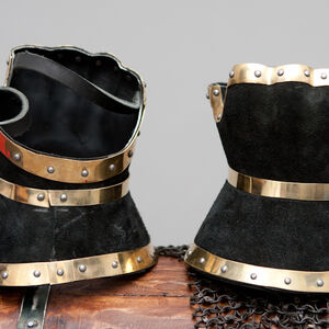 Demi gauntlets black leather cover inside and top view