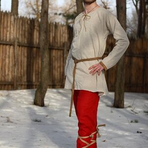 Exclusive medieval Norman tunic natural flax linen "Knyaz Igor"