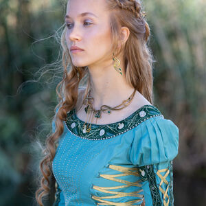 “Water Flowers” Medieval Dress with Puffed Sleeves