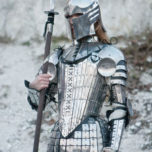 Fantasy armor helmet with lady-warrior armor