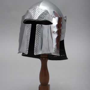 Fantasy barbuta helm with etching