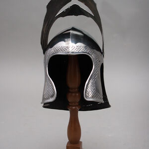 Fantasy armour helmet based on barbuta pattern