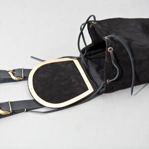 Fantasy Medieval Style Suede and Etched Brass Bag