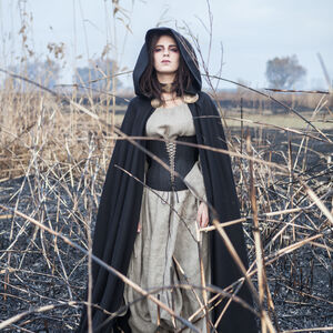 Black Medieval Witch Hooded Cloak 