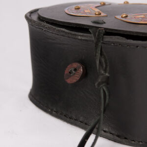 Medieval leather bag with brass etching  pattern