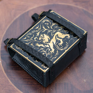 Leather bag with a brass art panel "Lion"