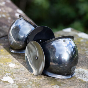 Lightweight medieval tinted spring steel combat elbow cops with round leaf