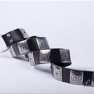 MEDIEVAL ARMOR BELT WITH ETCHED STEEL ACCENTS