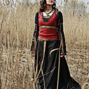 MEDIEVAL BLACK COTTON DRESS WITH BODICE WEST  "Lady hunter"