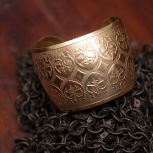 Medieval etched brass bracelet