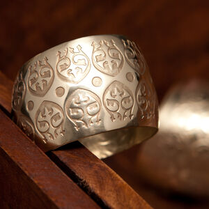 Medieval etched brass bracelet