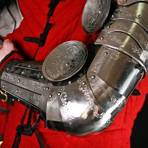  MEDIEVAL SPLINTED BRACERS ARMS ELBOW COPS WITH ETCHING