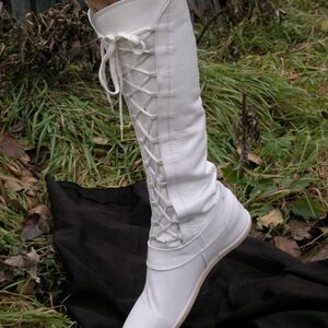 Medieval fantasy white  high "Forest" boots