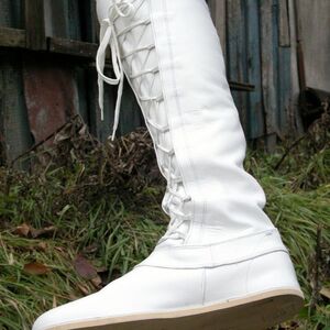 Medieval boots white "Forest"