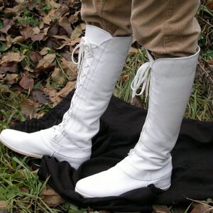 Medieval fantasy white high boots "Forest"