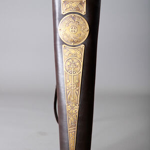 Medieval Archer Bowman Leather Quiver Etched brass accents