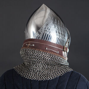 Medieval Knight Etched Bascinet Helmet for SCA 