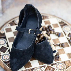 Black Leather medieval shoes for women “Townswoman”