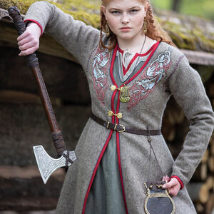 Viking Coat Kaftan with Wolves Embroidery “Gudrun the Wolfdottir”