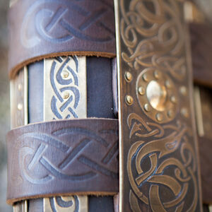 Viking's Leather Etched Brass Belt