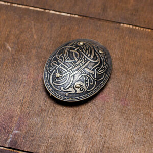 Etched Brass Viking's Fibulas Pair Apron Pins
