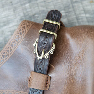 Viking Shoes with Straps and Knotwork Embossing “Gudrun the Wolfdottir”