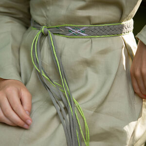 Weaved Linen Blend Belt with Handmade Embroidery "Fireside Family"