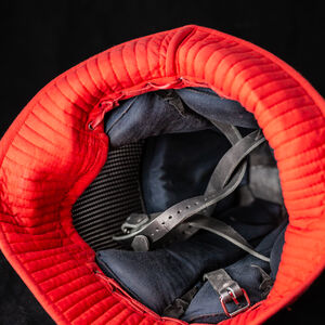 Padding inside the WMA Italian bascinet helmet by ArmStreet