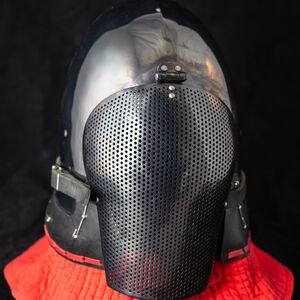 Bascinet helmet with Italian style long visor perforated for WMA at ArmStreet