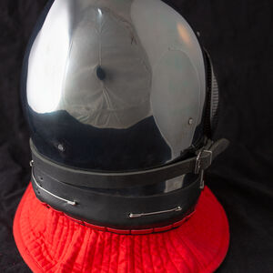 Backside of the Italian bascinet WMA helmet by ArmStreet