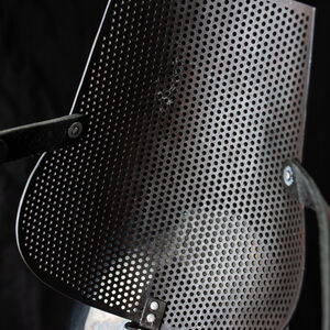 Inside of blackened spring steel perforated visor for WMA by ArmStreet