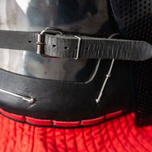 Straps on the WMA bascinet helmet by ArmStreet