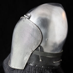 WMA fencing longface Italian bascinet helmet with edged perforated visor