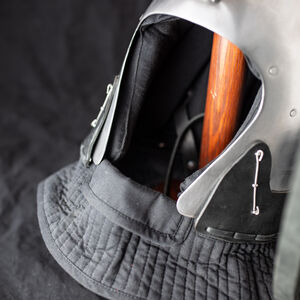 WMA fencing longface Italian bascinet helmet with edged perforated visor