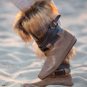 Women Viking boots with embossing and faux fur “Eydis the Shieldmaiden”