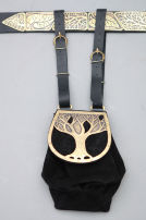 Fantasy Medieval Style Suede and Etched Brass Bag