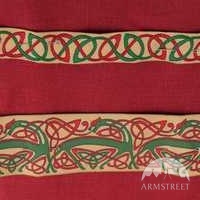Red linen and yellow celtic trim
