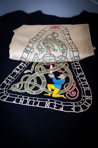 Viking style cotton t-shirt “Warrior and serpent”
